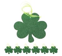 KALLORY Shamrock with Fun Photo Props 18pcs Hanging Decorations Paper and Ribbon Material, Easy to Decorate for St Patrick's Day Irish Party for Home and Spring Gatherings