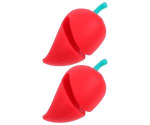 KALLORY Silicone Spill-Proof Lid Lifters 2Pcs Pepper Design for Saucepan Lids Boil over Stopper and Steam Release Kitchen Essential Cooking Tool
