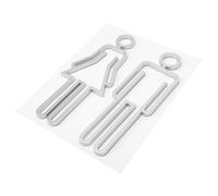 KALLORY Silver Abs Toilet Sign Plate with Simple Design, Guiding and Easy to Use Bathroom Identification Sign for Men and Women Restroom Doors