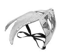 KALLORY Silver with Glass Material Featuring Secure Fit and Reflective Design for Halloween Events and Celebrations, Elegant Glittery Masquerade Carnival Accessory