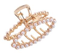 KALLORY Small Decorative Metal Hair Claw Clips with Rhinestone Embellishments for Curly and Thick Hair for Women