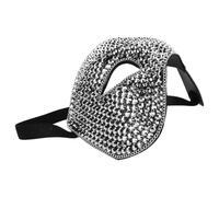 KALLORY Sparkly Rhinestone Masquerade Half Face Mask for Women, Silver Plastic Material Contoured Shape to Showcase Eye Makeup, for Halloween Costume Parties and Dance Events
