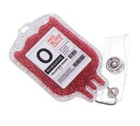 KALLORY Staff Retractable Badge Holder Acrylic Glitter Blood Type Badge Reel with Alligator Clip for Nurses Doctors and Office Environment