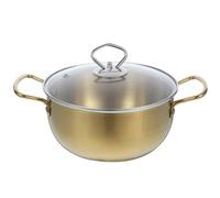 KALLORY Stainless Steel Noodle Pot with Lid Double Handle Non-Stick Design Suitable for Induction Cookers and Gas Stoves for Making Instant Noodles and Stewing Soup the