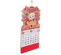 KALLORY Traditional Chinese Wall Calendar and Refined Layout with Space-saving Design Scroll for Decorative Vintage Lunar New Year Calendar 2027 Year the Goat for Dining Areas and Living