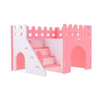 KALLORY Two-story Bear Shaped Hamster Hideout in Pink Pvc Provides Ample Space and Healthy Safe Habitat for Hamster and Squirrel in Room or Pet House