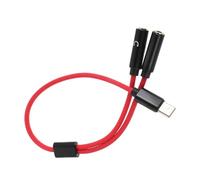 KALLORY Type-c to Dual 3.5mm Headphone and Microphone Splitter Cable 28cm Red Audio Splitter for PC Gaming Headset Adapter Compatible with Microphone and Earphone