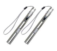 KALLORY USB Rechargeable Pen Lights Small Size 2pcs with LED Stainless Steel Body and Push Button On/off, for Doctors and Nurses in Clinical Examinations
