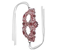 KALLORY Venetian Polyester with Stable Strap Fit Red Elegant for Women and Secure Tieback Design, Curved Fancy Dress Accessory for Mardi Gras and Halloween Parties