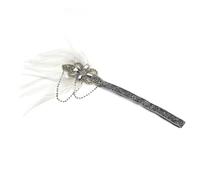 KALLORY Vintage Polyester Headband 1920s with Crystal Rhinestones and Plume Tassel, Elegant Hair Accessory for Women, for Special Occasions and Cocktail Parties