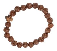 KALLORY Vintage Style Coffee Colour Beaded Charm Bracelet with Smooth Surface and Gentle Touch Featuring Wooden Resin Cross Beads, for Men and Women Bars Or Bands
