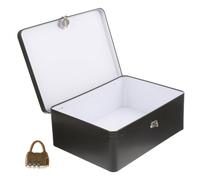 KALLORY Vintage Tinplate Storage Box with Lock for Desktop, Large Capacity Rectangular Jewelry and Trinket Organiser, Easy to Clean, for Office and Occasions