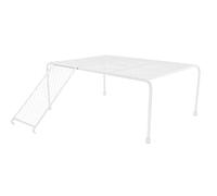 KALLORY White Iron Chicken Coop Shelf with Ladder, Strong and Stable Pet Platform for Developing Balance and Coordination, for Little Birds and Outdoor Use