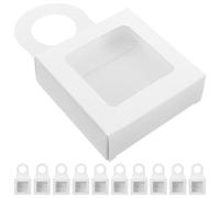 KALLORY Wine Bottle Boxes Sturdy Paper 12pcs White with Window and Hanging Hook Kraft Paper Boxes for Wine and Beer Bottles, for Birthday and Packaging