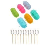 KALLORY Wood Knitting Brooch Material Set 30pcs Lightweight and Easy to Hold Mini Knitting Crafts and Weaving Tools for Woolen Yarn Accessories