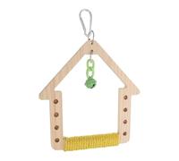 KALLORY Wooden Bird Swing with Bell for Budgie and Conure, Easy Cage Installation, Natural Beak Trimming, Small Bird Hanging Swing Perch for Parakeet Play and Climbing