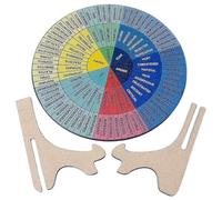KALLORY Wooden Feelings Wheel with Stand for Office and Therapy Use, Portable Double-sided Emotion Chart Decoration, Stable Design for Counselors and Social Workers in Settings
