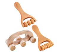 KALLORY Wooden Massage Roller Set to Blood Flow and Joint Flexibility 3pcs for Body and Back, Handheld Massage Tool for Home and Traveling Use