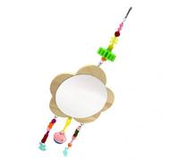 KALLORY Wooden Not Easily Broken Or Deformed Hanging for Chickens and Mirror with Bells, Sturdy Pet Entertaining Pendant Made of Wood Random Color for Chicken Cages