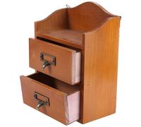 KALLORY Wooden Storage Box for Practical Storage and Organizing Sundries Retro Style with Two Drawers Brown Wood Material with Innovative Design for Home and Desktop Use