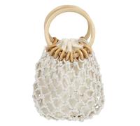 KALLORY Woven Clutch Handbag for Women with Drawstring Closure Made of Cotton Rope Featuring Enough Capacity for Small Essentials, Chic and Simple Design for Casual Or Vacation Beach Use