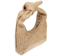 KALLORY Woven Storage Bag with Bow Knot Lightweight Handbag for Women Can Be Hung for Storage Clutch for Picnic 9.44x5.11x1.96 Inch
