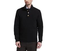 Kallspin Men's Big & Tall Button Mock Neck Wool Blend Knit Jumpers Midweight Long Sleeve Pullover Sweater(Black Large-Tall)