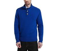 Kallspin Men's Big & Tall Button Mock Neck Wool Blend Knit Jumpers Midweight Long Sleeve Pullover Sweater(Royal Blue Large-Tall)