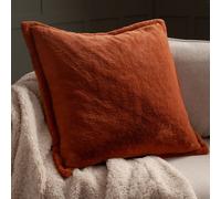 Furn. Kallu Faux Fur Polyester Filled Cushion - Soft Fluffy Decorative Cushion with Oxford Edge (Rust - 55x55cm)