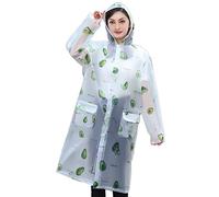 Kallwong Reusable Raincoat for Adult,Portable EVA Clear Rain Coats Ponchos with Pockets & Hood for women Men, Avocado
