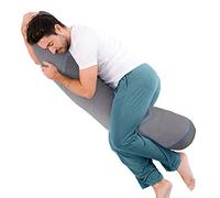 Kally Sleep Sports Recovery Orthopaedic Body Pillow - Designed for Athletes - Full Length Muscle & Joint Support - Removable Washable Cover - Grey/Blue - 160 x 35 cm