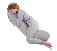 Kallysleep Full Body Sleep Pillow - Best Orthopaedic Pillow for Pregnancy, Neck & Back Pain, Recovery Support - 160 x 35cm, Grey - Includes Replaceable & Washable Cover