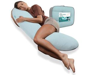 KallySleep Full Body Sleep Pillow - Best Orthopaedic Pillow for Pregnancy, Neck & Back Pain, Recovery Support - 145 x 35cm, Blue - Includes Replaceable & Washable Cover