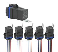 Kalmaegee 5 Pack 4-PIN Waterproof Relay with Harness Kit 40A 12V DC, Automotive 12V Relay Heavy Duty for Horns, Starters, Radiator Fans, Lights