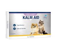 KalmAid Tablets for Dogs & Cats | Reduce Nervousness, Separation Anxiety & Stress During Travel, Fireworks, or Vet Visits - 30 Beef-Flavoured Tablets