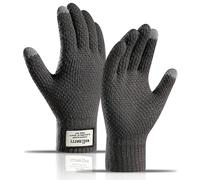 KALOEY Men’s Knit Touchscreen Gloves - Thick Winter Warm Fleece Lined Large Size Thermal Gloves with Jacquard Design and Elastic Cuffs for Outdoor