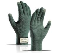 KALOEY Men’s Knit Touchscreen Gloves - Thick Winter Warm Fleece Lined Large Size Thermal Gloves with Jacquard Design and Elastic Cuffs for Outdoor