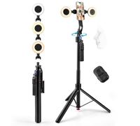 Kalofaye Auto Face Tracking Tripod 360 Rotation,Auto-Open Tripod Stand for iPhone & Android with Light, No App, with Remote and Gesture Control, 70” Phone Holder for Vlogging, Video Recording