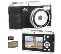 Kalofaye Digital Camera,Autofocus 4K Vlogging Camera for YouTube with SD Card,64MP Portable Compact Point and Shoot Digital Camera for Teens Adult Beginner with 16X Zoom,Anti-Shake,2 Batteries (Black)
