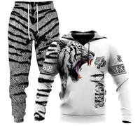 KaloKLU 2 Piece Jogging Set Sweatshirt Hoodie Pants Men Wolf Print Hat Long Sleeve Casual, 9, XXL
