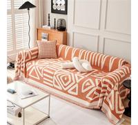 KaloKLU Large Soft Reversible Throw Blanket for 1/2/3/4 Seater Couch Boho Style Decorative Throw Blanket for Chairs Couch Sofa Bed (Orange, 180 x 150 cm)