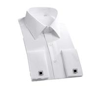 KaloKLU Men's Shirt with French Cuffs, White Long Sleeve Shirt, Formal Business Buttons, Men's Shirts, Regular Fit, Shirt With Cufflinks, Fs06, 4XL