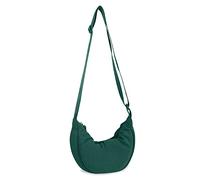 KaloKLU Small Nylon Crescent Crossbody Bag for Women Men Trendy, Travel Sling Bag, dark green, One Size
