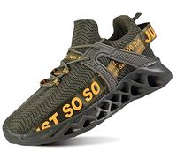KaloKLU Women's Men's Trainers, Sports Shoes, Casual Shoes, Breathable Running Shoes, Road Running Shoes, Trainers for Outdoor Fitness, Gym, Walking Shoes, Fz003 Dark Green, 10.5 UK