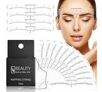 Kalolary 100 Pack Eyebrow Ruler with 1 Box 10M Premium Eyebrow Mapping Ink String Pre-Inked Microblading String for Eyebrow Mapping Ultra-Thin Mess-Free for Marking Symmetrical Eyebrows