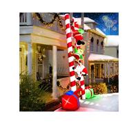 Kalolary 10FT Hanging Christmas Inflatables Decorations, Santa Claus Elf and Snowman Climbing Ladder with Build-in LEDs Christmas Decorations for Outdoor Yard Window Roof Party (Christmas Ladder)