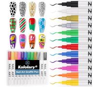 Kalolary 12pcs 3D Nail Art Pens Set Nail Graffiti Drawing Pen Nail Polish Pens Fine Tip Manicure Tools for Painting Nails DIY Nail Art Beauty Adorn for Women Girls (J)