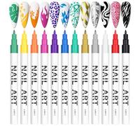 Kalolary 12pcs 3D Nail Art Pens Set Nail Graffiti Drawing Pen Nail Polish Pens Fine Tip Manicure Tools for Painting Nails DIY Nail Art Beauty Adorn for Women Girls (A)