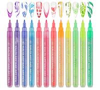Kalolary 12pcs 3D Nail Art Pens Set Nail Graffiti Drawing Pen Nail Polish Pens Fine Tip Manicure Tools for Painting Nails DIY Nail Art Beauty Adorn for Women Girls (F)