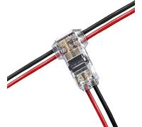 Kalolary 24 Pack 2 Pin 3 Way Low Voltage Universal Compact Wire T Tap Connectors, 20-24AWG Electrical Wire Connection Self-Stripping Quick Splice